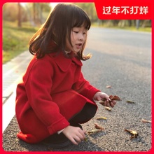 童装羊tq女童毛呢外jj大衣洋气宝宝女孩中长式宝宝羊毛双面呢