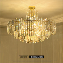 后现代ts奢网红水晶zf锈钢金色工程别墅酒店客厅餐厅主卧大灯