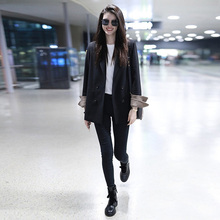 网红(小)tt装外套女2av春秋装新式韩款宽松英伦风黑色休闲西服上衣