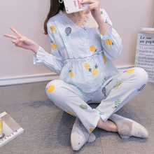 薄式纯tt纱双层纱夏av产后韩款喂奶哺乳衣春秋孕妇睡衣