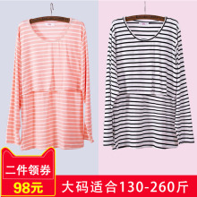 春夏加tt码哺乳衣长av喂奶上衣莫代尔棉免穿文胸200斤