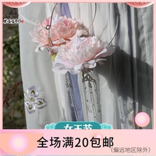 原创牡tt发光花灯甜xj灯笼宫灯涤纶大红黄色绿色舞蹈汉服配饰
