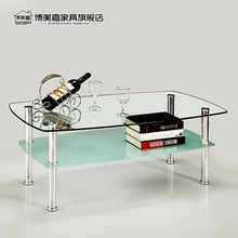 钢化玻tt(小)茶几简约ww户型客厅不锈钢创意简易长方形茶几双层