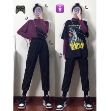 女显瘦ua腰束脚裤宽nt帅气百搭(小)个子休闲ins潮运动裤