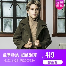 AK童ud短式防风双qi厚呢子军大衣