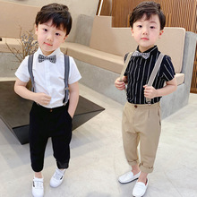 宝宝西ue套装夏男童an带裤休闲西服花童礼服主持的走秀演出服