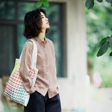 202va春装新式女fh棉麻风文艺衬衣设计感(小)众宽松长袖亚麻衬衫