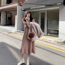 JHXvc过膝针织鱼hf裙女长袖内搭2020秋冬新式中长式显瘦打底裙