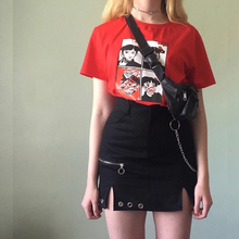 黑色性vp修身半身裙py链条短裙女高腰显瘦修身开叉百搭裙子夏