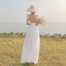 三亚旅vy衣服棉麻沙if色复古露背长裙吊带连衣裙子超仙女度假