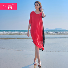 巴厘岛vz滩裙女海边st个子旅游超仙连衣裙显瘦
