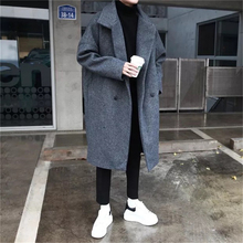 @方少wa装 秋季韩ga男士中长式青年潮流毛呢大衣加厚风衣外套