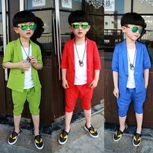 美优宝wa宝宝装夏装ji西装3岁4背心5西服6短袖男童夏天套装休