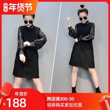 欧洲站wa装女202mi欧货潮港风减龄洋气亮丝网纱蕾丝打底连衣裙