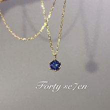 超美!wdS925纯of8K金色 镶嵌皇家蓝蓝宝石色吊坠