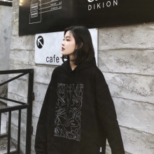 LKSweORE Kuo 2020 秋冬加绒长袖扭曲帽衫 男女情侣潮牌国潮卫衣