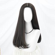 孔丝假we女中长卷发uo发自然逼真网红内扣长直发中分全头套