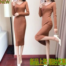 裙中长wh仙女裙休闲yq袖连衣裙女优雅冬装黑新品新潮