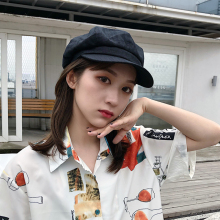 八角帽wk韩款文艺春wc天帽子女休闲百搭英伦复古贝雷帽画家帽