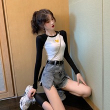 网红抖wl同式直播衣bw播服装上镜性感秋冬清纯甜美T恤上衣潮