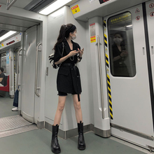 JOEwmJOY id装短袖外套女外搭薄式垫肩黑色百搭舒适辣妹穿搭