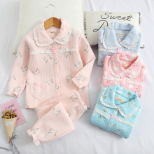 日系女wn秋冬纯棉空jh衣套加厚宝宝夹棉全棉家居服春秋