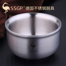 德国 wo锈钢碗30ng碗防摔防烫韩式家用铁碗吃饭碗粥碗单个