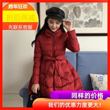 201wo年新式anng土中长式a款矮(小)个子150cm收腰系带羽绒服ins潮