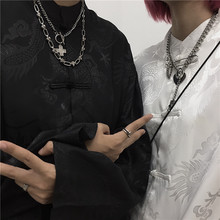 Korwoa stuius.20韩国ins复古(小)众设计感中式盘扣长袖衬衫 男女潮