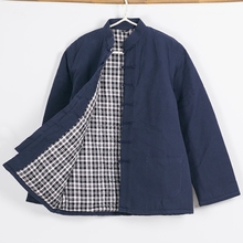 秋冬纯wo老粗布唐装an中式加厚棉衣外套中老年保暖棉服汉服