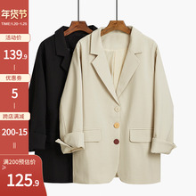 chiwp网红(小)西装et韩款宽松2020新式春秋季英伦风黑色休闲西服