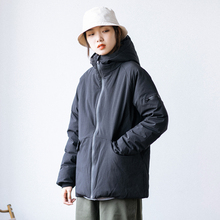 19Aww自制冬季白kt绒服男女韩款短式修身户外加厚连帽羽绒外套