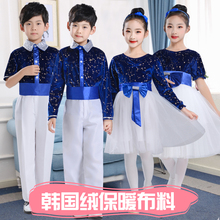 元旦儿ww合唱服演出kt学生大合唱团男童朗诵表演服女童公主裙