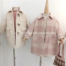 (小)肉圆ww0冬季韩款qt气格子大衣男女童宝宝百搭呢大衣保暖外套