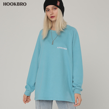 HOOxfBRO春装oy0新式嘻哈潮牌刺绣基础圆领卫衣男情侣式oversize