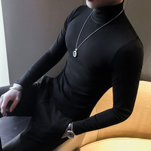 秋冬男xj纯色打底衫wp青年T恤修身中领抓绒秋衣百搭上衣潮流