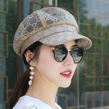 韩款帽xj女士夏季薄wp鸭舌帽时装帽骑车八角帽百搭潮凉帽旅游