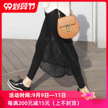 春夏季xl式韩款蕾丝lt假两件打底裤裙裤女外穿修身显瘦长裤