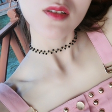 韩国饰xo简约短式黑hx珍珠choker锁骨链颈链项链女颈带 项圈