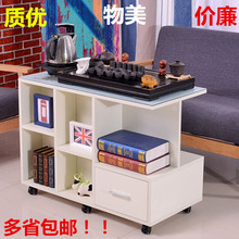 欧式移xo功夫茶几 oh车 钢化玻璃带轮(小)茶桌 简约(小)户型茶台