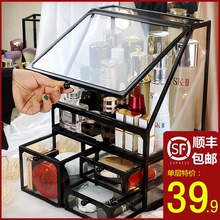 北欧ixus简约储物ba护肤品收纳盒桌面口红化妆品梳妆台置物架