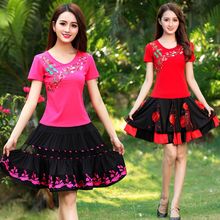 杨丽萍xu场舞服装新ji中老年民族风舞蹈服装裙子运动装夏装女