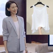 欧货2xu21春季新ji吊带背心雪纺女西装内搭打底衫大码上衣外穿
