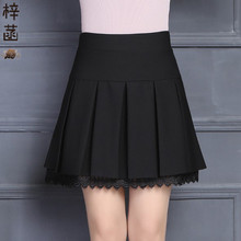中年女ya短裙春秋冬an新式女黑色弹力百褶裙安全裤黑色打底裙