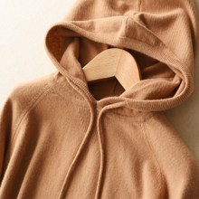 清仓秋ya羊绒带帽衫o8松套头毛衣短式连帽针织衫休闲纯色卫衣