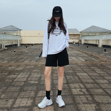 工装短yj女夏季薄式at020年新式中裤直筒港味ins潮5运动五分裤
