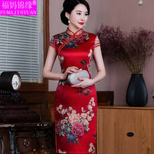 中老年yk袍中年女妈hb连衣裙中长式短袖日常高贵复古改良裙子