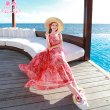 海边度yn泰国海南三wl米亚长裙雪纺显瘦女夏裙子连衣裙