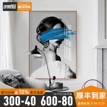 艺术的yn玄关黑白现wl轻奢过道走廊壁画客厅背景墙挂画