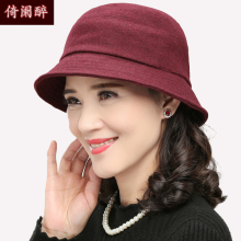 中老年yo春秋羊毛呢kx休闲渔夫帽女士冬天老的帽子婆婆帽盆帽